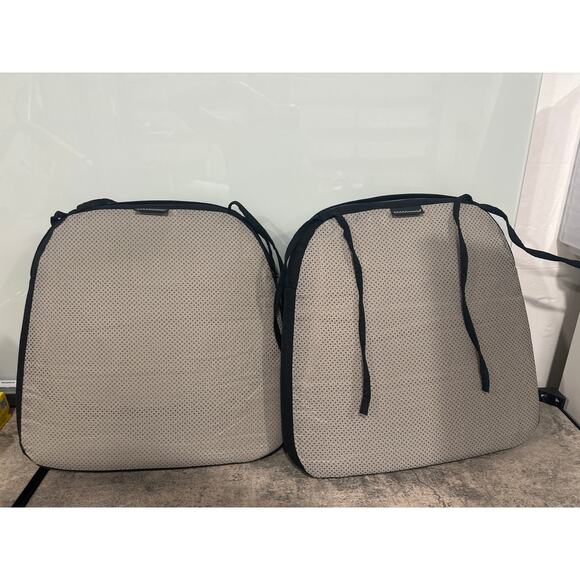 D-Shaped Chair Cushions, Thick Dining Chair Pads with Ties and Removable, Black - Picture 4 of 5